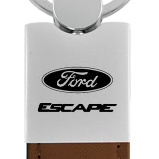 Ford Escape Duo Leather / Chrome Key Fob - Brown