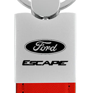 Ford Escape Duo Leather / Chrome Key Fob - Red