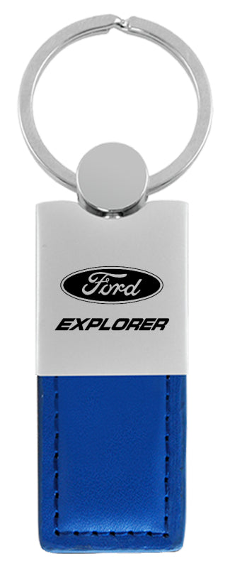 Ford Explorer Duo Leather / Chrome Key Fob - Blue