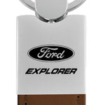 Ford Explorer Duo Leather / Chrome Key Fob - Brown