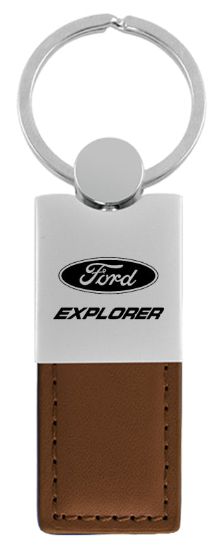 Ford Explorer Duo Leather / Chrome Key Fob - Brown