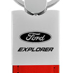 Ford Explorer Duo Leather / Chrome Key Fob - Red