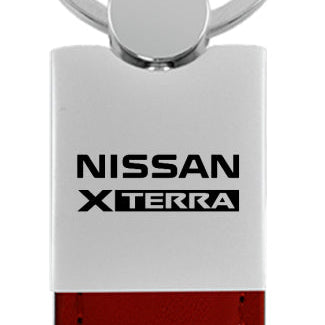 Nissan Xterra Duo Leather / Chrome Key Fob - Burgundy