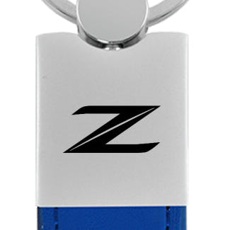 Nissan Z (New) Duo Leather / Chrome Key Fob - Blue