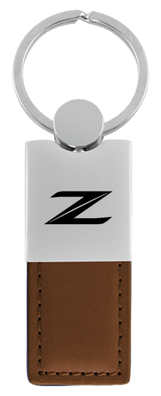 Nissan Z (New) Duo Leather / Chrome Key Fob - Brown