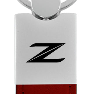 Nissan Z (New) Duo Leather / Chrome Key Fob - Burgundy