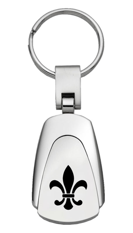 Novelty Fleur-De-Lis Teardrop Key Fob - Silver