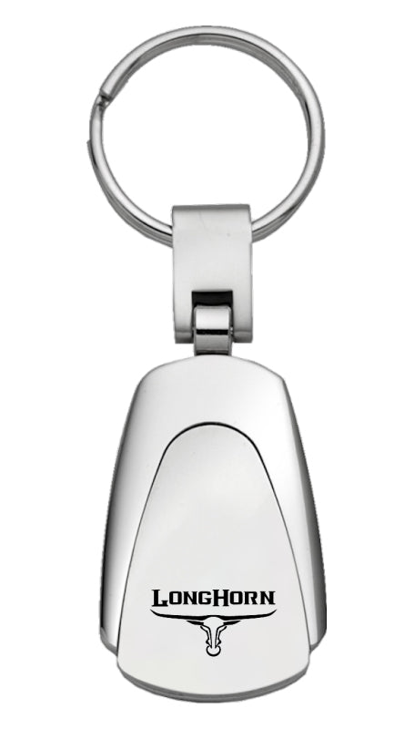 Ram Longhorn Skull Teardrop Key Fob - Silver