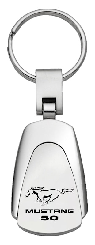 Mustang 5.0 Teardrop Key Fob - Silver