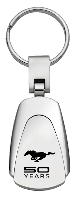 Mustang 50 Years Teardrop Key Fob - Silver