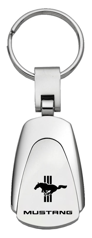 Mustang Tri-Bar Teardrop Key Fob - Silver