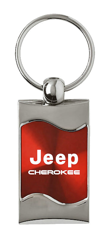 Jeep Cherokee Rectangular Wave Key Fob - Red