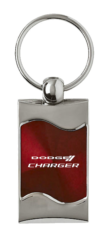 Dodge Charger Rectangular Wave Key Fob - Burgundy