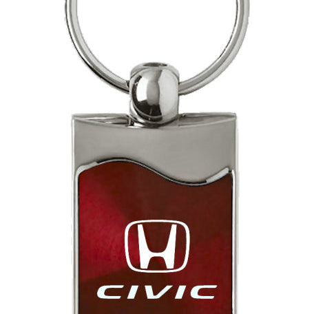 Honda Civic Rectangular Wave Key Fob - Burgundy