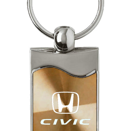 Honda Civic Rectangular Wave Key Fob - Gold