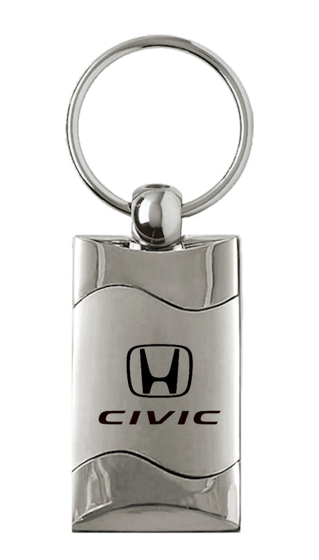 Honda Civic Rectangular Wave Key Fob - Silver