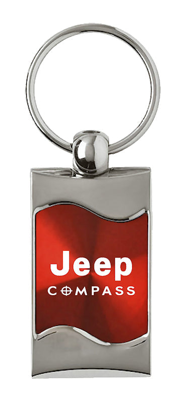 Jeep Compass Rectangular Wave Key Fob - Red