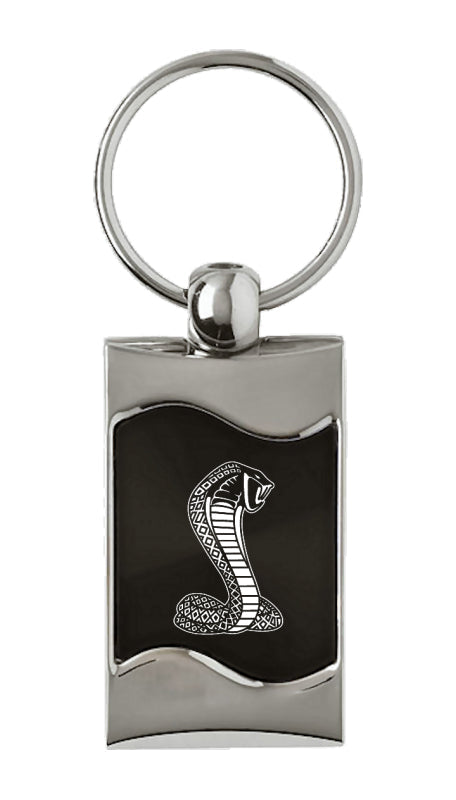 Mustang Cobra Rectangular Wave Key Fob - Black