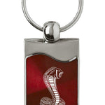 Mustang Cobra Rectangular Wave Key Fob - Burgundy