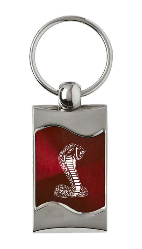 Mustang Cobra Rectangular Wave Key Fob - Burgundy