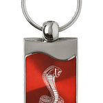 Mustang Cobra Rectangular Wave Key Fob - Red