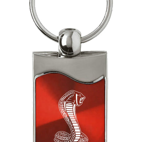 Mustang Cobra Rectangular Wave Key Fob - Red