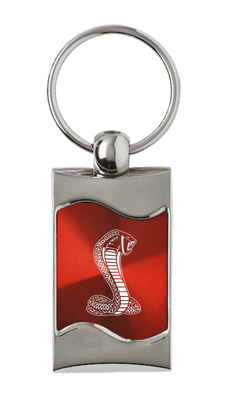 Mustang Cobra Rectangular Wave Key Fob - Red