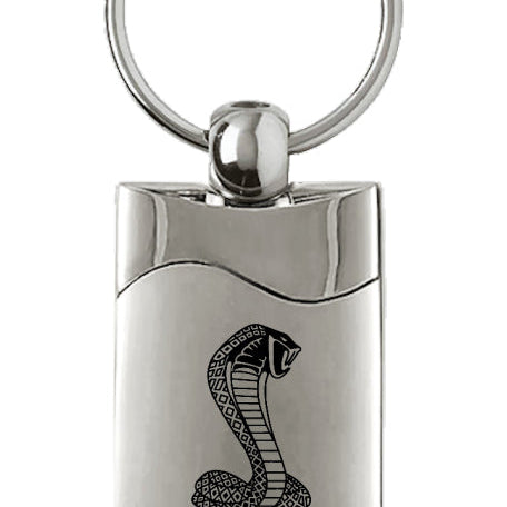 Mustang Cobra Rectangular Wave Key Fob - Silver