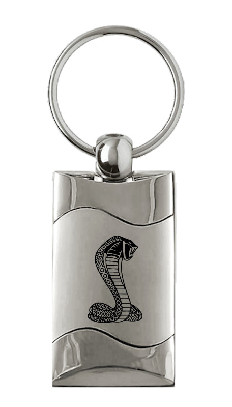 Mustang Cobra Rectangular Wave Key Fob - Silver