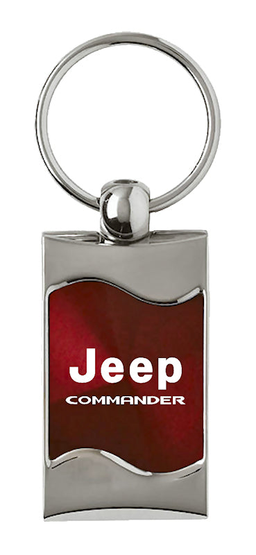 Jeep Commander Rectangular Wave Key Fob - Burgundy