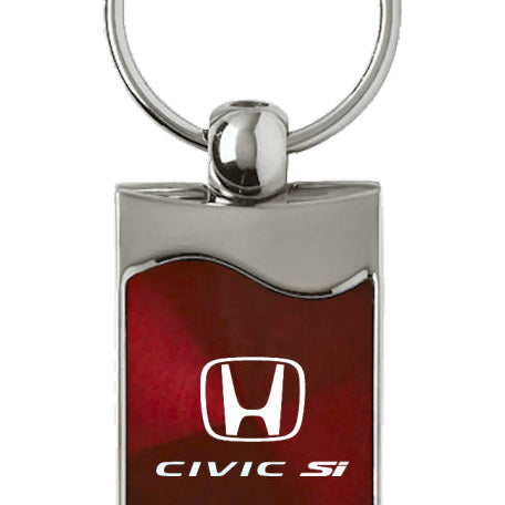 Honda Civic SI Rectangular Wave Key Fob - Burgundy