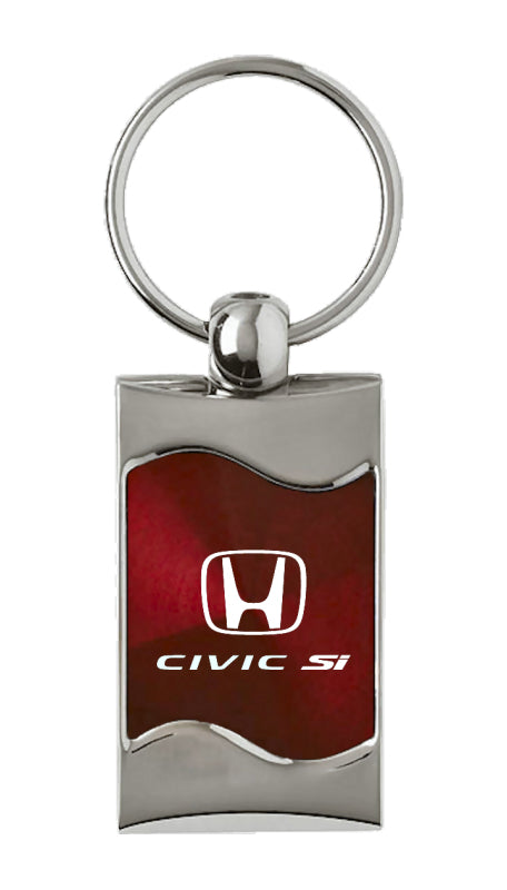 Honda Civic SI Rectangular Wave Key Fob - Burgundy