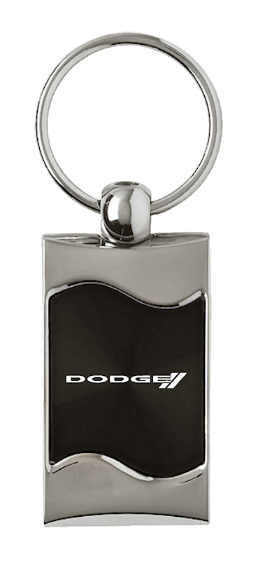 Dodge Stripe Rectangular Wave Key Fob - Black