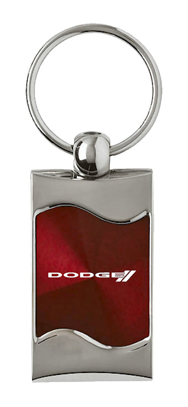 Dodge Stripe Rectangular Wave Key Fob - Burgundy