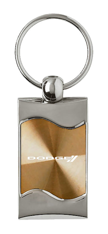 Dodge Stripe Rectangular Wave Key Fob - Gold