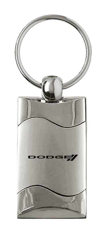 Dodge Stripe Rectangular Wave Key Fob - Silver