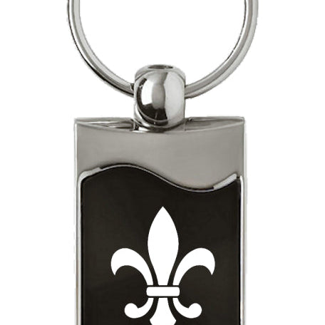 Novelty Fleur-De-Lis Rectangular Wave Key Fob - Black