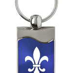 Novelty Fleur-De-Lis Rectangular Wave Key Fob - Blue