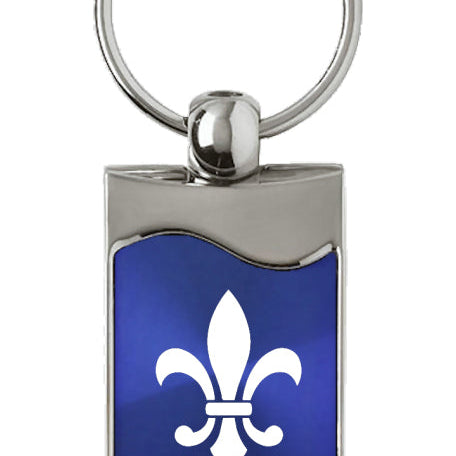 Novelty Fleur-De-Lis Rectangular Wave Key Fob - Blue