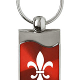 Novelty Fleur-De-Lis Rectangular Wave Key Fob - Red