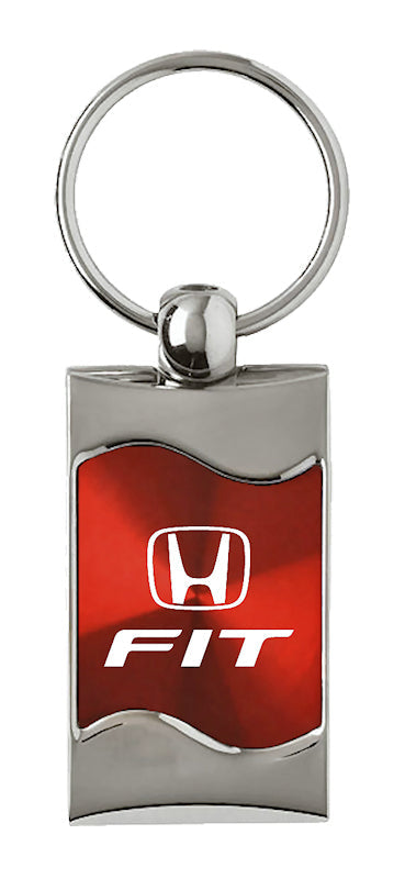 Honda Fit Rectangular Wave Key Fob - Red