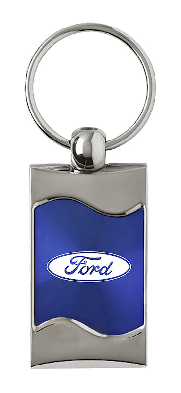 Ford Rectangular Wave Key Fob - Blue