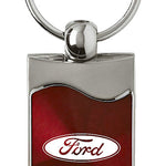 Ford Rectangular Wave Key Fob - Burgundy