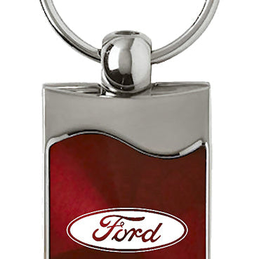 Ford Rectangular Wave Key Fob - Burgundy