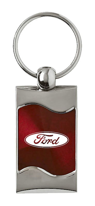 Ford Rectangular Wave Key Fob - Burgundy