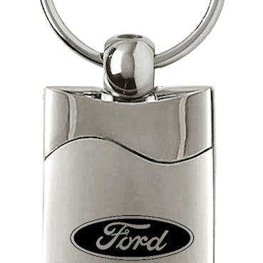 Ford Rectangular Wave Key Fob - Silver