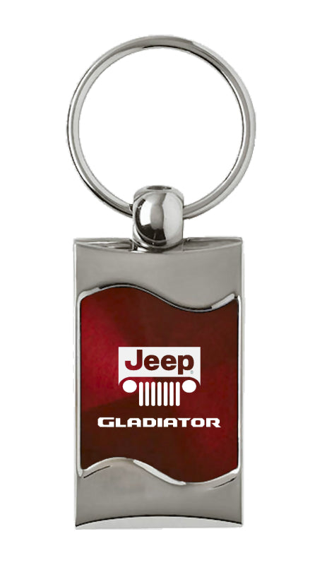 Jeep Gladiator Rectangular Wave Key Fob - Burgundy