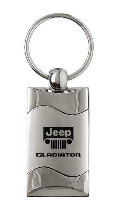 Jeep Gladiator Rectangular Wave Key Fob - Silver