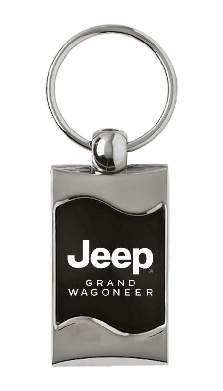 Jeep Grand Wagoneer Rectangular Wave Key Fob - Black