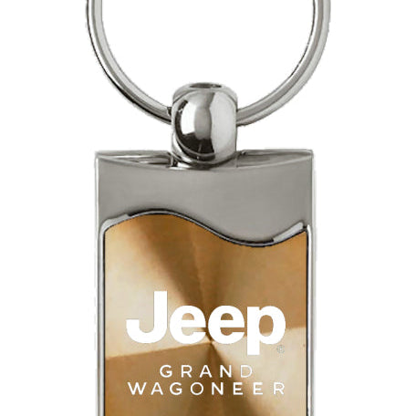 Jeep Grand Wagoneer Rectangular Wave Key Fob - Gold